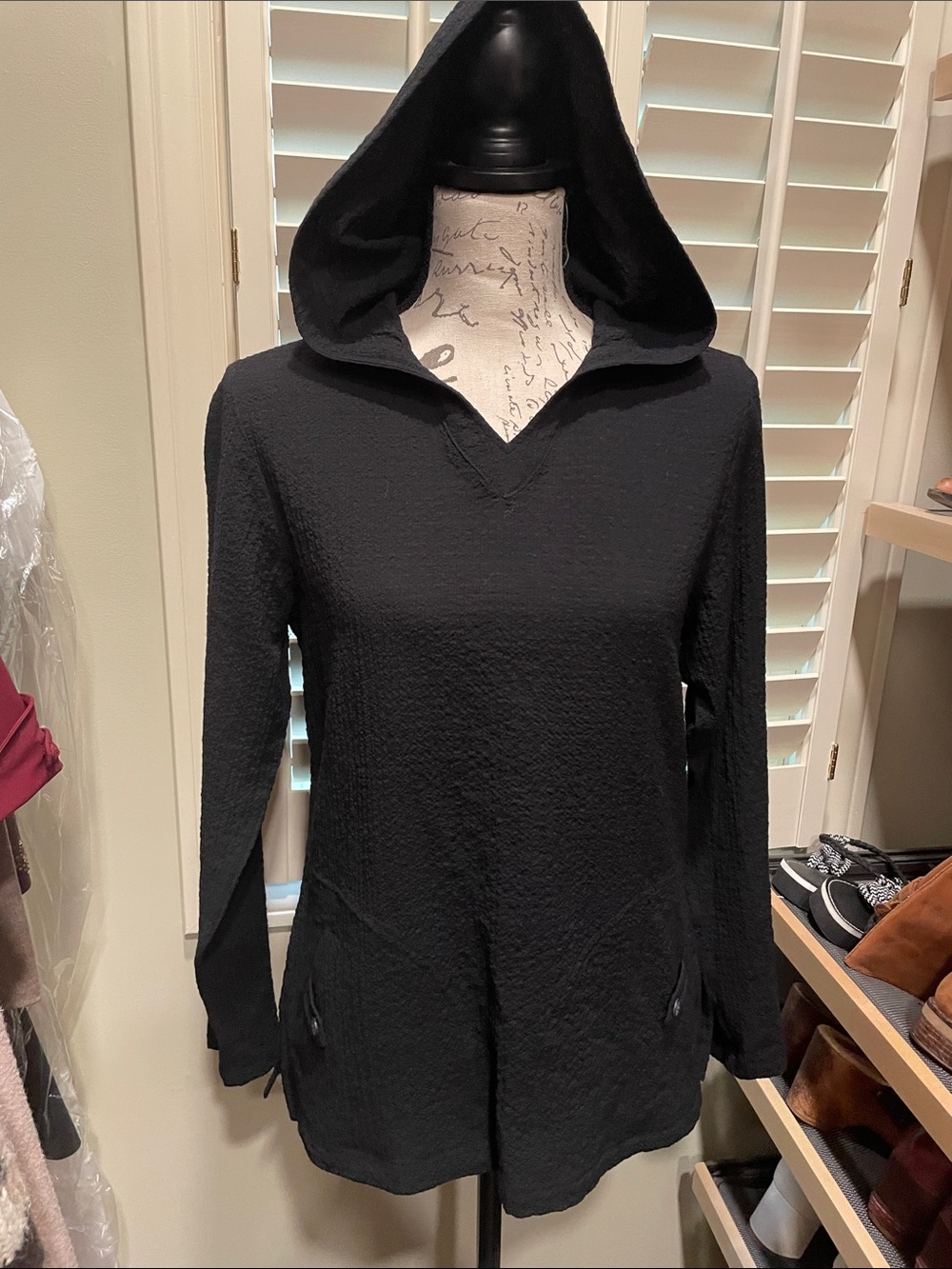 ExOfficio Black Textured Hooded Cardigan Jacket – Women’s Small Petite
